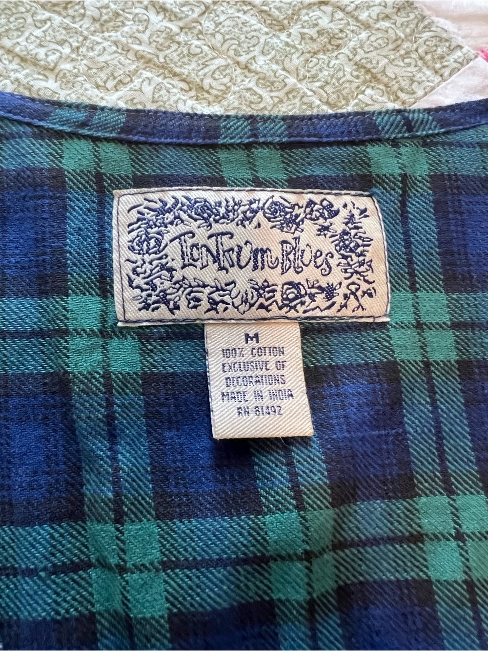 Vintage TanTrum Blues Plaid Embroidered Teacher Vest M Art 90s Novelty - Picture 5 of 12